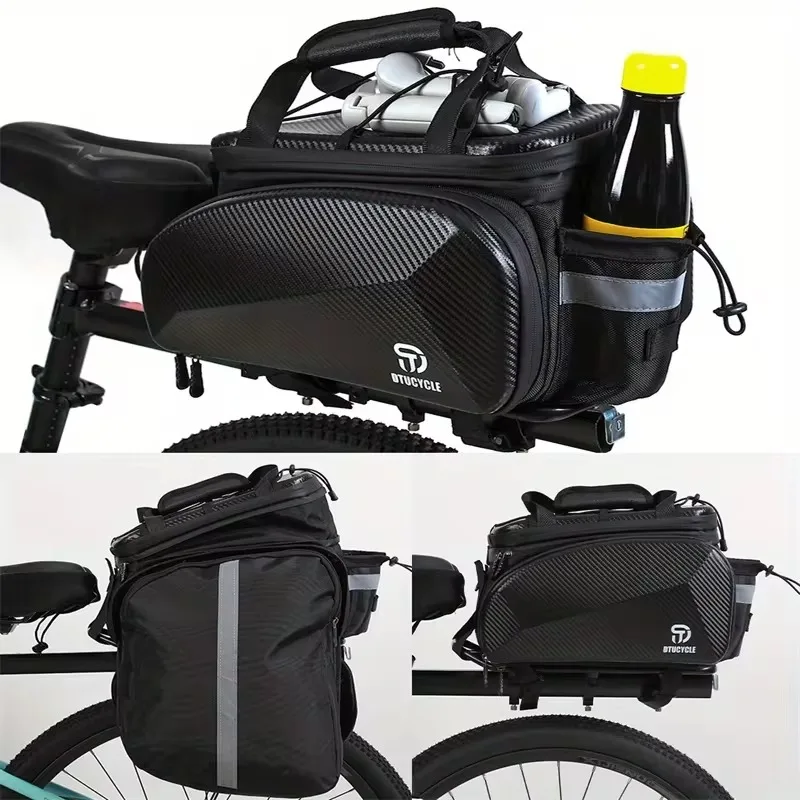 35L Bike Rear Carrier Bag Hard Shell Rainproof Cycling Rear Rack Bag Reflective Bicycle Rear Luggage Rack Bag