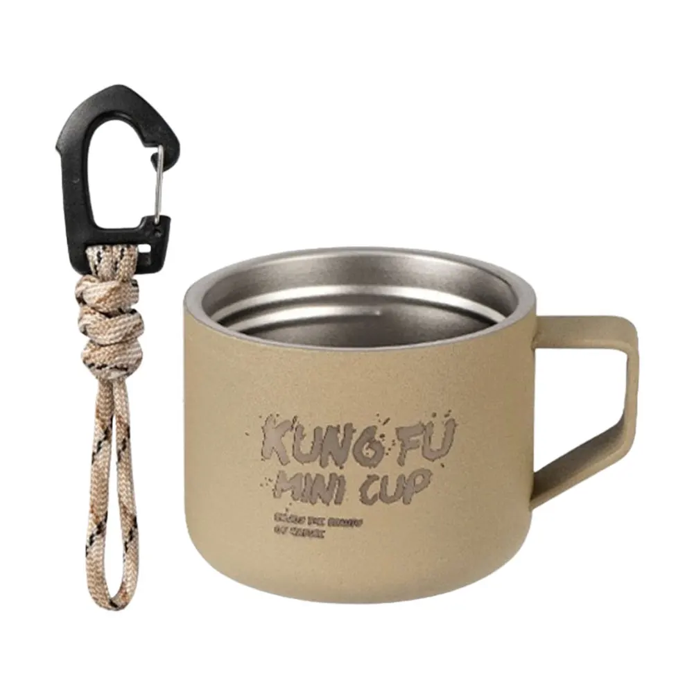 304 Stainless Steel For Mini Tumbler for Camping and Hiking Compact 100ml Shot Glass with Rope Loop and Carabiner Attachment