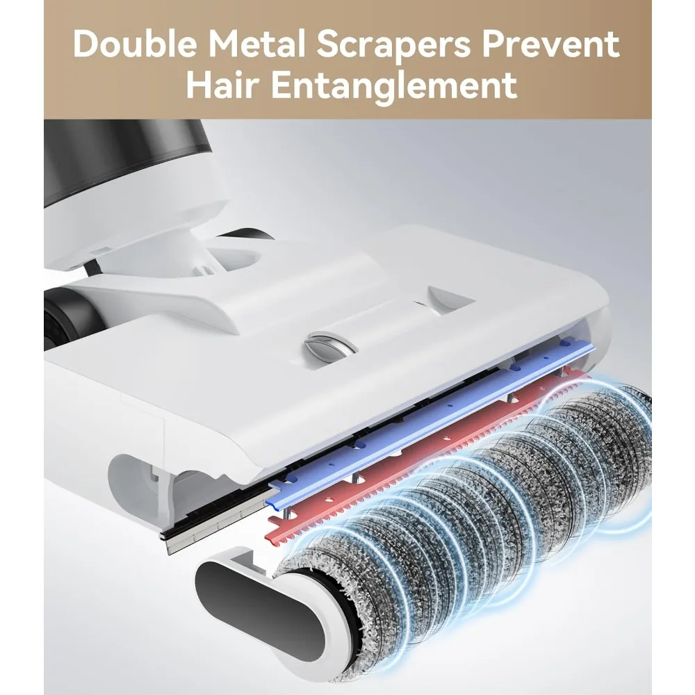 Беспроводной пылесос 4-в-1 для влажной и сухой уборки с мощностью всасывания 17000 Па, функциями самоочистки и автоматической сушки