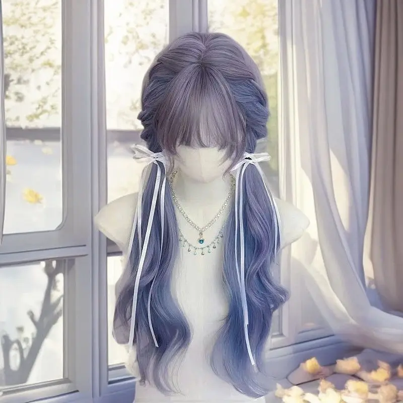 Roze stijl pruik - melkwit krullend haarstukje, Kpop Idol Wave haar, 2025, nieuwe mode synthetisch hittebestendig cosplay feesthaar