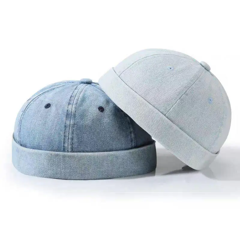 

2025 Summer Blue Denim Dome Melon Hip Hop Caps Brimless Hat Vintage Landlord Hat Men Women Hats Docker Cap Skullcap Beanie Hats