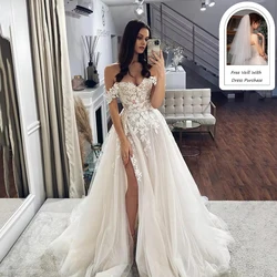 LORIE Lace Wedding Dresses 2022 Off The Shoulder Sweetheart Neck Bridal Gowns Side Split Appliques CountryWeddingGown Customized