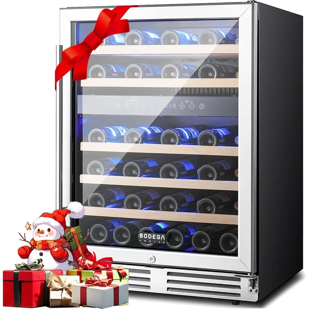 24 Inch Wine Cooler-46 Bottles Dual Zone Wine ridge,41-68° Wine Rerigeratree standing, Built-in Compror Mini ridge with Adjustab