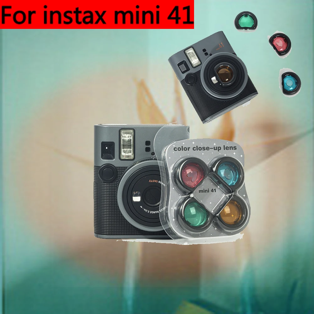 

Lens Filter For instax mini 41, 4 Color Close-Up Lens Filter Assist Ring Set with Easy Snap-On Design Camera Lens Accessories