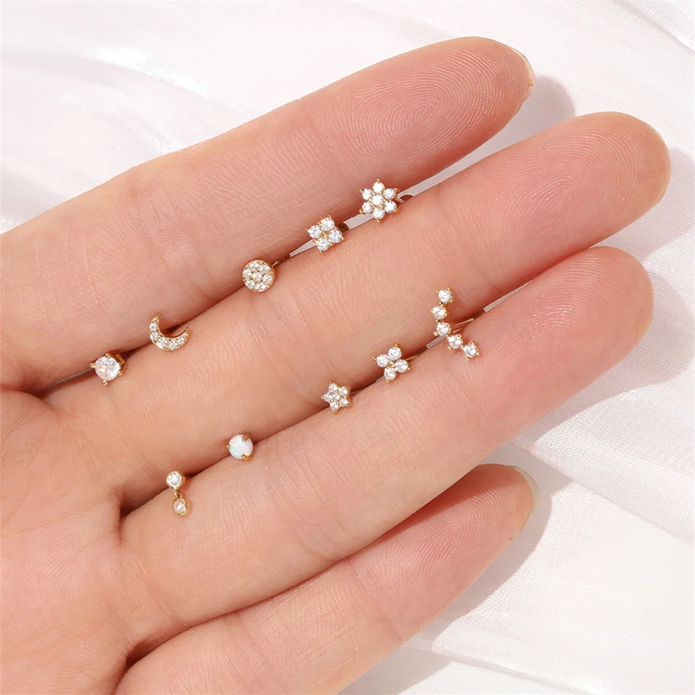 Aide DIY Zircon Pearl Earring 14k Solid Gold Stud Earrings Simple Jewelry Minimal Style Holiday Christmas Accessory Pendientes - view 4