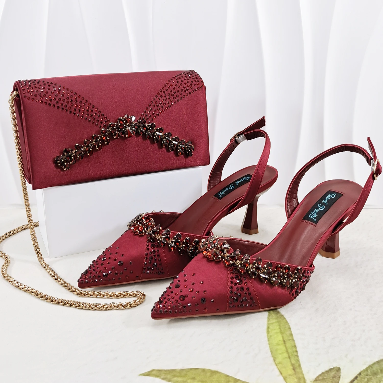 Doershow Italian Shoes And Bag Sets For Evening Party With Stones Italian Leather Handbags Match Bags! HC1-1