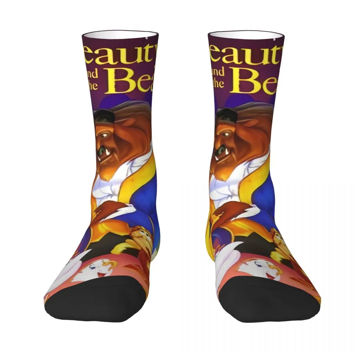 Beauty And The Beast Stockings Printed Fashion Socks Spring Non Slip Socks Women Men Running Sports Comfortable Socks