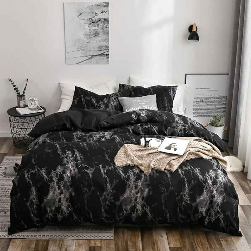 3pcs Marble Pattern Print Duvet Cover Set, Soft Skin-Friendly Bedding Set Includes 1 Duvet Cover And 2 Pillowcases