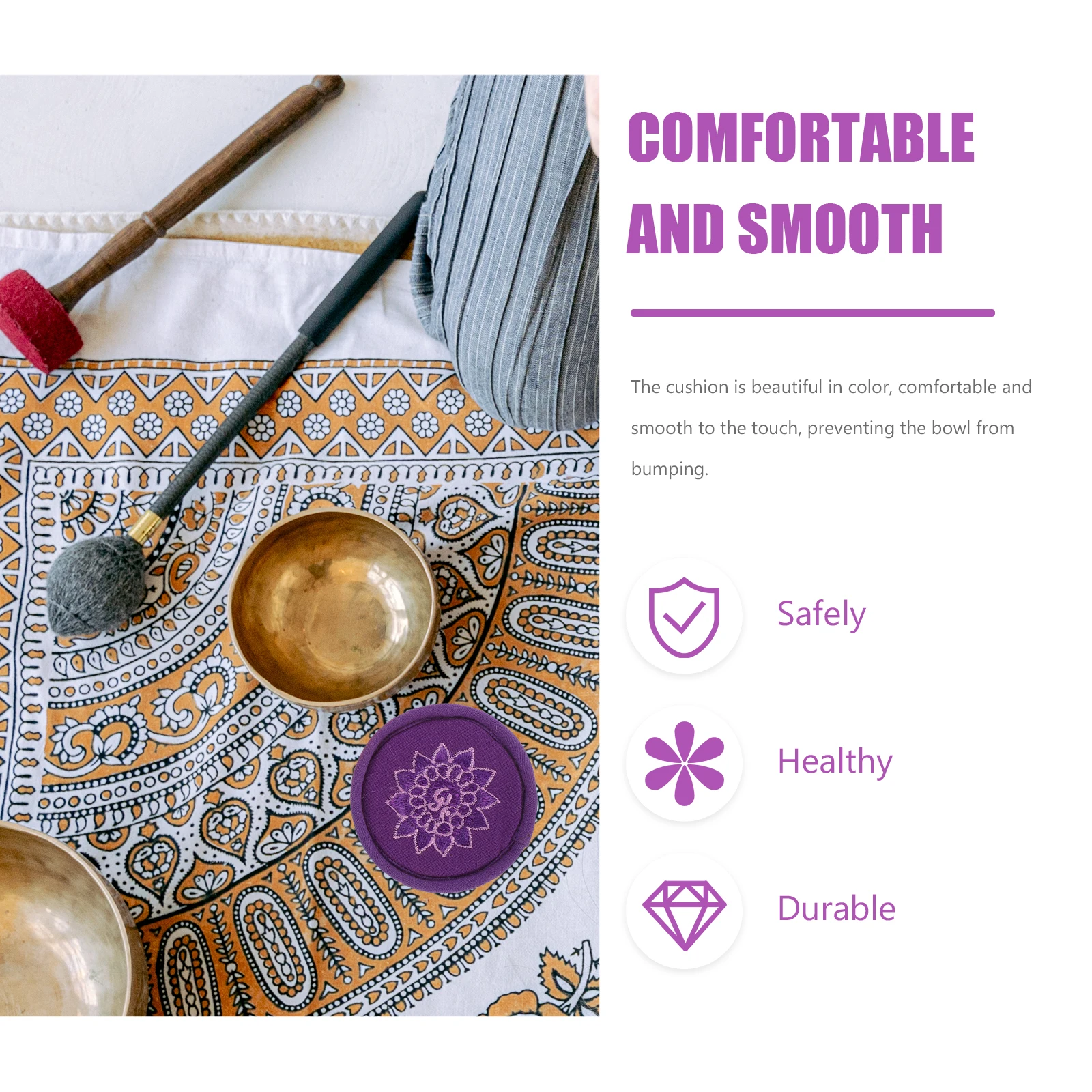 

3pcs Tibetan Singing Cushion Sound Pad Meditation Accessories Embroidery Design Soft Bowl Mat For Sound Singing Bowl