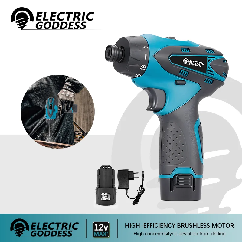 

Electric Goddess Electric Screwdriver Drill Bit Impact Driver Adjustable Torque Drill Bit Driver DIY power Tool For 12V Battery