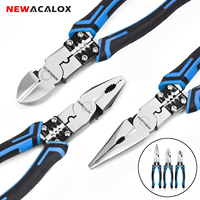 NEWACALOX 7'' Multitool Pliers Set Heavy Duty Stripper/Crimper/Cutter Wire Pliers Diagonal Pliers Jewelry Making Hand Tools