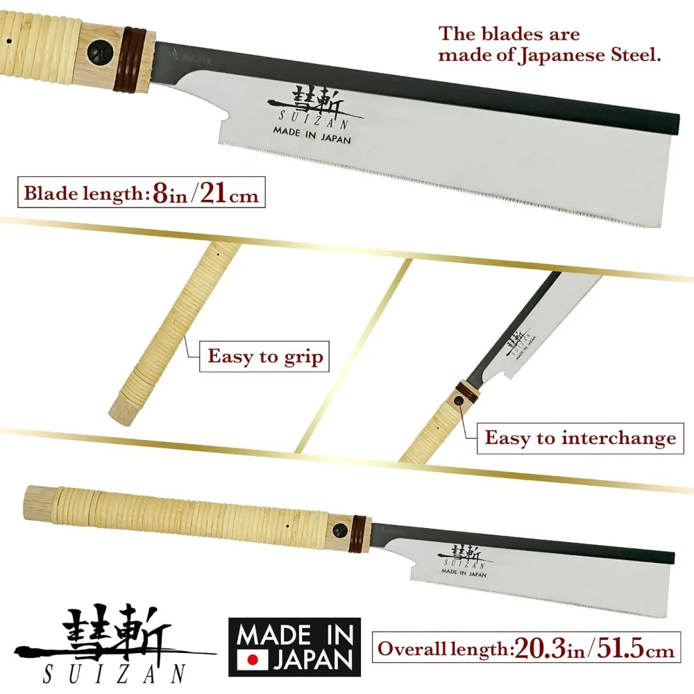 

Dovetail Saw 8" Crosscut 0.008" Ultra Thin Blade - Professional Japanese Pullsaw Handsaw Woodworking Tools