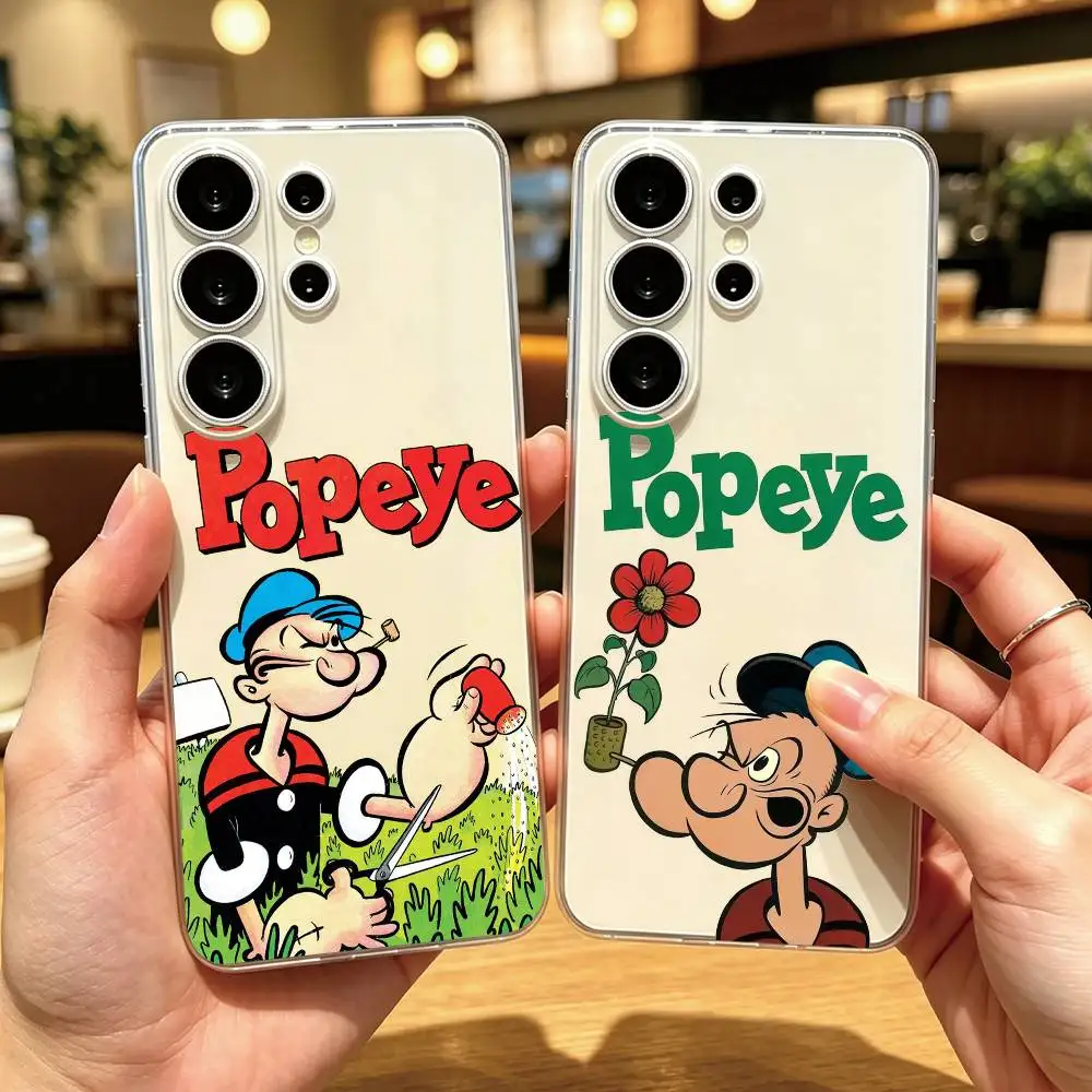 Comedy Animation P-Popeye Phone Case For Samsung S25,S24,S21,S22,S23,S30,Ultra,S20,Plus,Fe Transparent Cover Gift