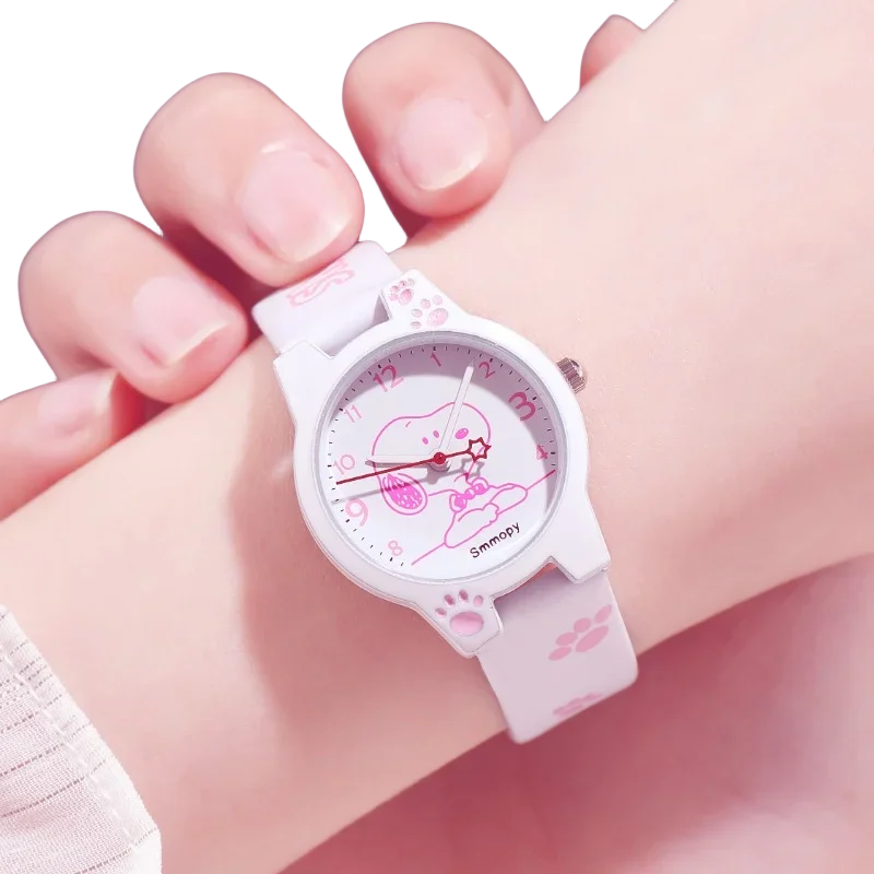 Snoopy animation peripheral cartoon cute shape belt electronic quartz pointer watch boys and girls high-looking fashion gifts