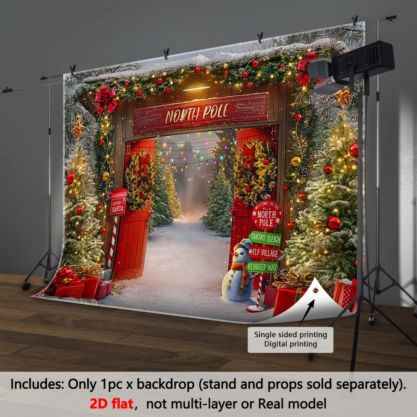 VIKAMA North Pole Red Gate Santa Claus Door Curtain Tapestry Indoor and Outdoor Gifts Room Wall Decoration Party Banner