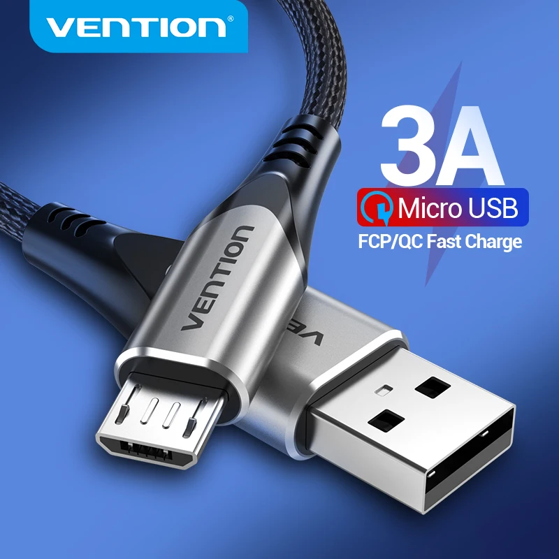 Vention Micro USB Cable 3A  Nylon Fast Charger USB Type C Data Cable for Samsung Xiaomi LG Android Micro USB Mobile Phone Cables