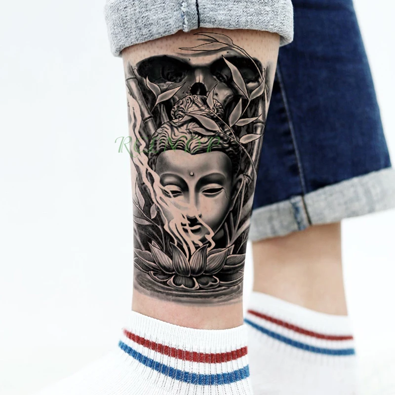 Waterproof Temporary Tattoo Sticker Buddha Lotus fake tatto flash tatoo tatouage temporaire big size arm leg for women girl men