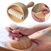 1Pcs Wood Therapy Massage Cup With Roller Handheld Wooden Massage Cup Roller Massager Wood Cupping Therapy Meridian Massage Tool