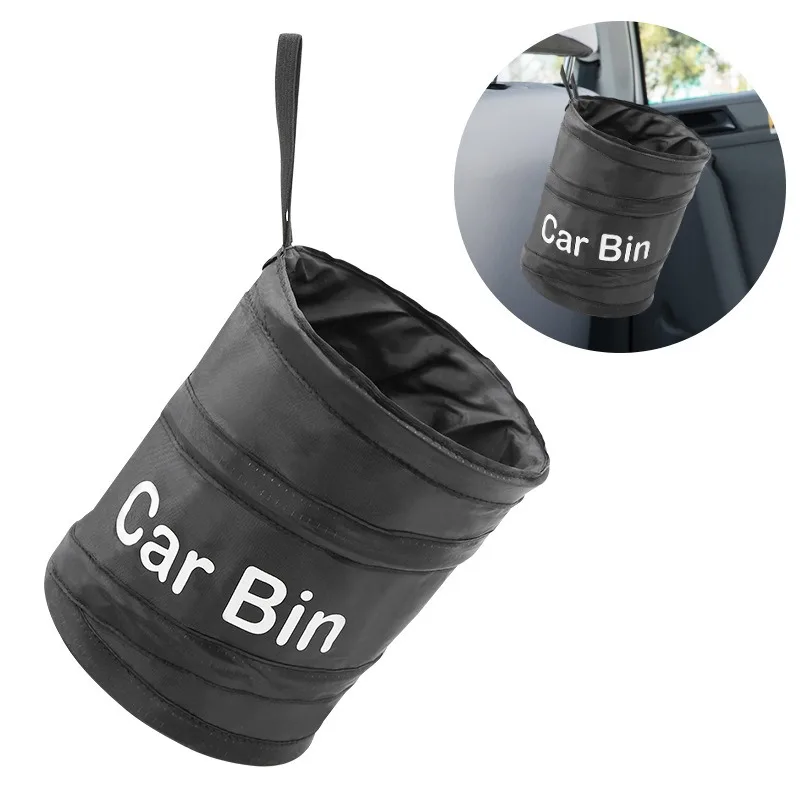 Outdoor Folding Storage Bucket,4L Oxford Cloth Storage Bag,Black Car Trash Can Pack Bag,Waterproof Leak Proof Car Trash Bag