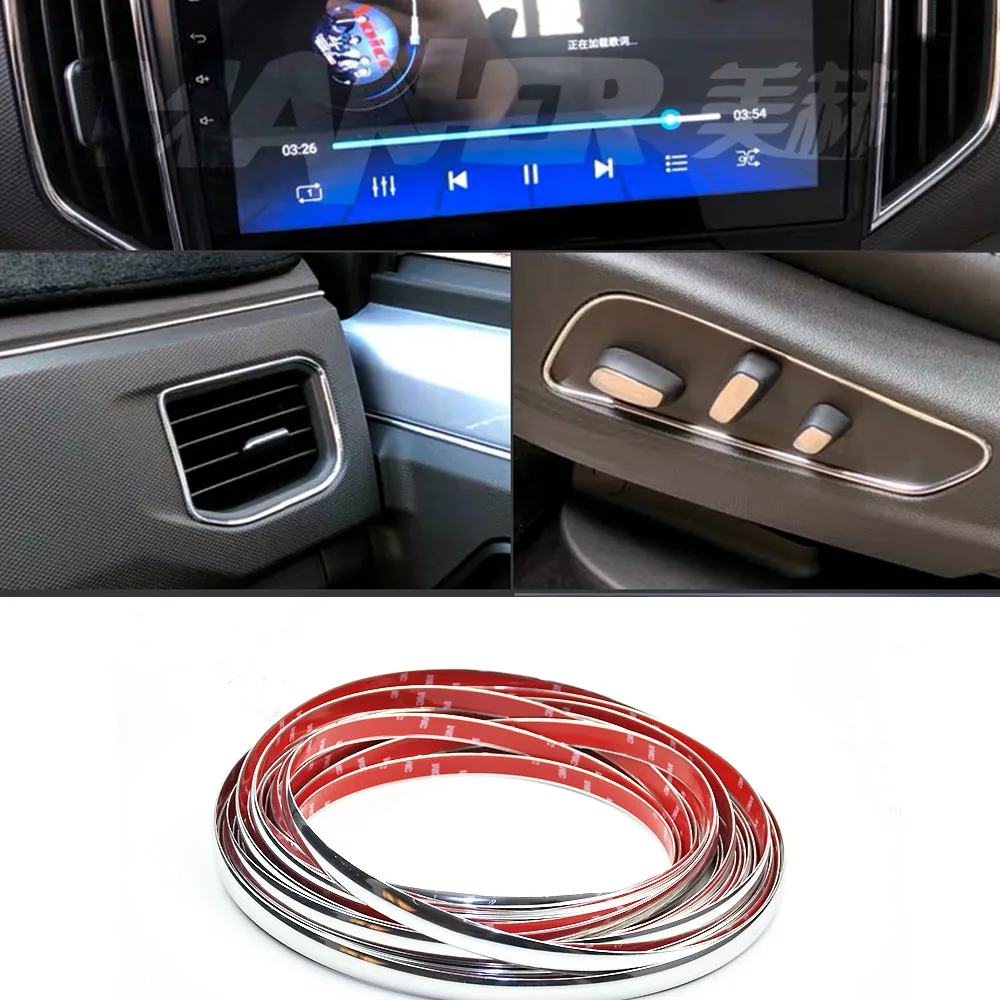 Car Styling Auto Self Adhesive Side Door Chrome Strip Moulding Decoration Bumper Grilles Protector Trim Tape Car Accessories