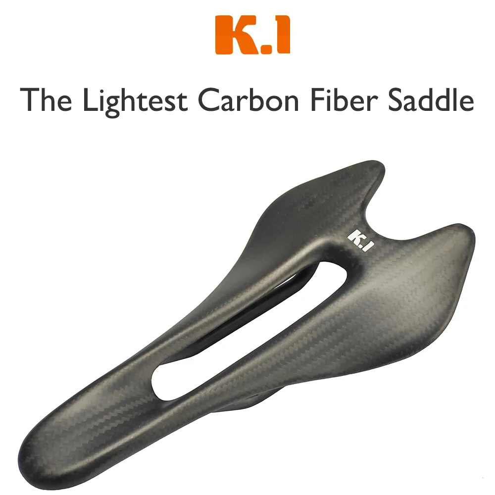 

Ultralight Carbon Fiber Bicycle Saddle, Road/MTB Seat, K1, 3K/Glossy/Matte/Black Paint,58.6g, Comfortable and Breathable, Unisex