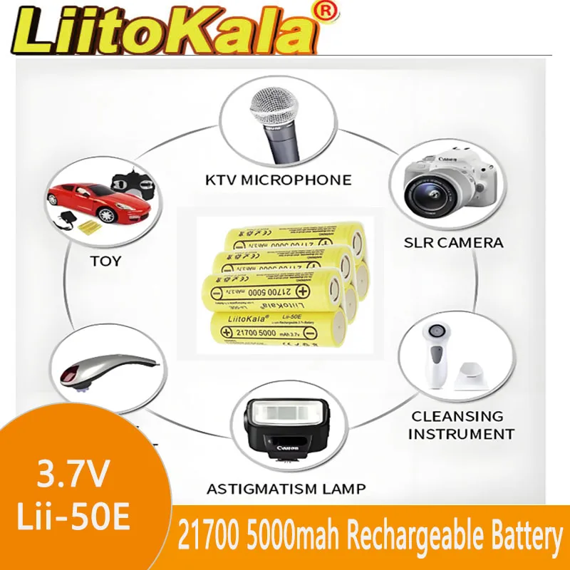 1-30 SZTUK Akumulatorów LiitoKala 21700 5000mAh 50E 3.7V 5C do wielokrotnego ładowania, baterie o wysokiej mocy do urządzeń o dużej wydajności