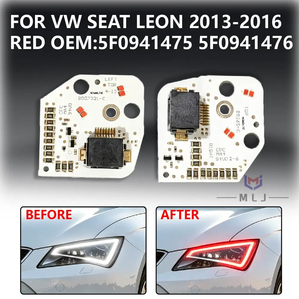 DRL LED Red Light Chip For SEAT Leon MK3 5F Cupra 2013 2014 2015 2016 Daytime Running Light Board Angel Eye 5F0941475 5F0941476
