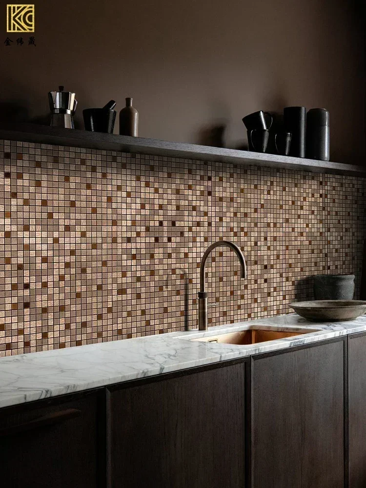 particle retro metal mosaic wall paste self-adhesive waterproof moisture-proof kitchen antibacterial