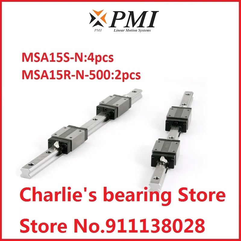 

100% brand new original genuine PMI brand linear guide 4pcs MSA15S-N block match with 2pcs 500mm length rail