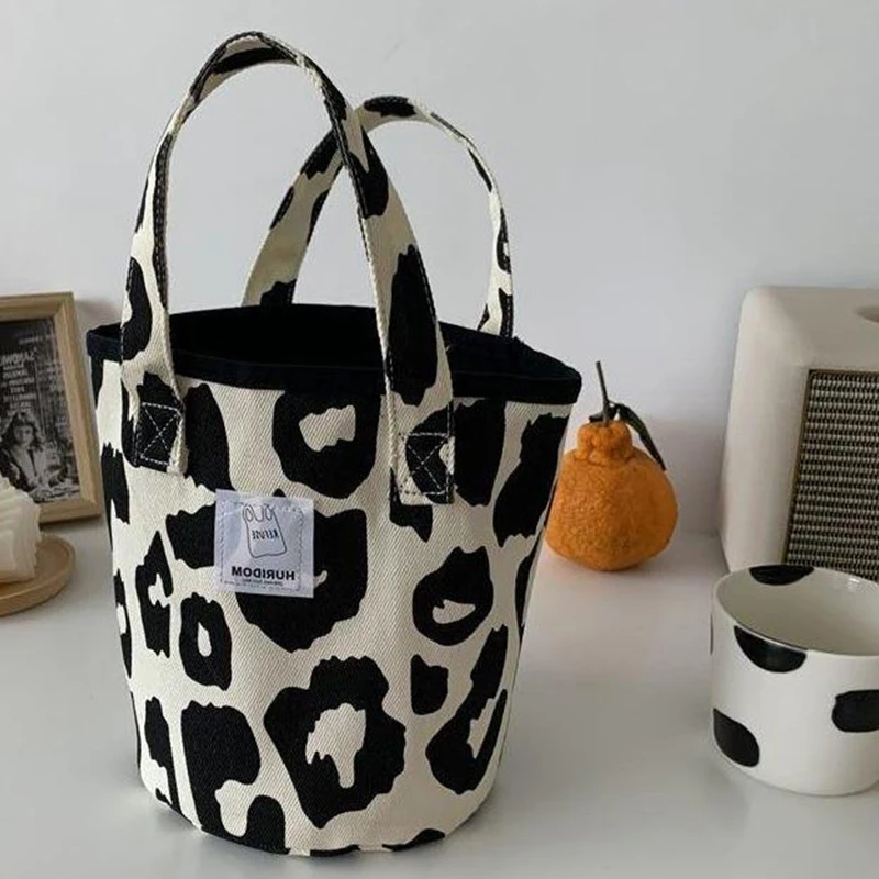Japanese Bucket Shaped Canvas Bag Simple And Versatile Portable Lunch Bag