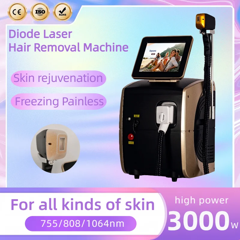 

2025 Depiladora Laser 808NM 755NM 1064NM Diode Laser Hair Removal Machine Safe Painless Permanent Depilation Hottest New Style