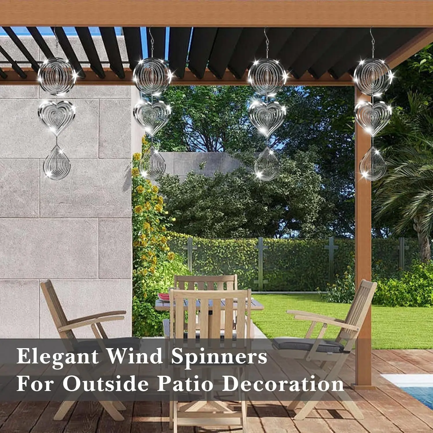 Stainless Steel Reflective Bird Repellent with Hook 3D Rotating Round Heart Wind Chime Bird Deterrent Farm Garden Hanging Decor