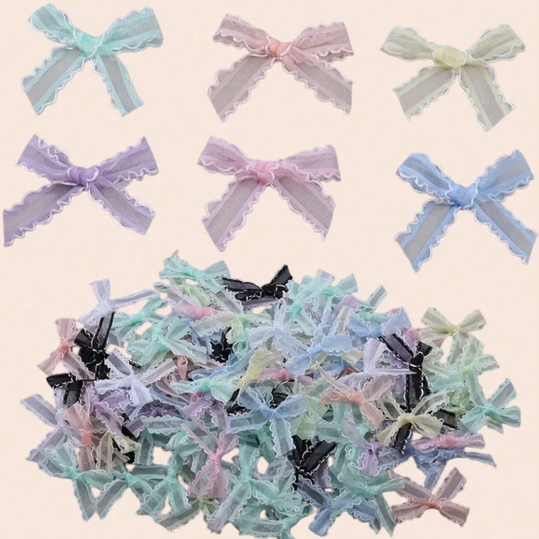 Paquete de 20/50 Piezas de Cinta de Gasa Dulce de 3.5X4cm, Lazos Pequeños Coloridos para Manualidades, Accesorios de Decoración para el Cabello y Ropa