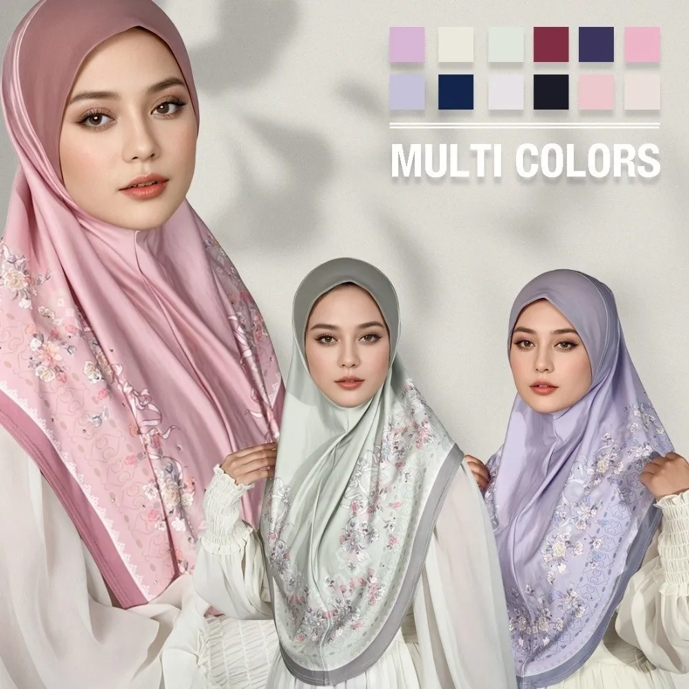 

Breathable Eid Al-Fitr Long Floral Turban Adjustable Multiple Colors Printed Arab Lady Headscarf Versatile Long Hijab Head Wrap