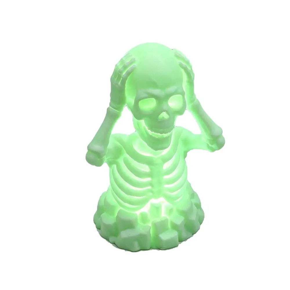 Compact Halloween Skeleton Figurine Creative Novelty Luminous Tabletop Statue Miniature Durable 3D Printed Skull Nightstand