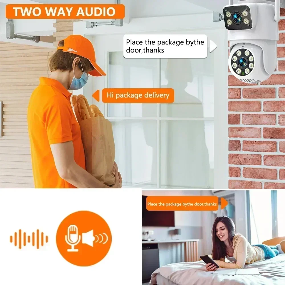 كاميرا PTZ مزدوجة العدسة 10MP 5K خارجية 4K HD شاشة مزدوجة للمراقبة 2.4G كاميرا واي فاي ملونة للرؤية الليلية حماية أمنية Tuya #6