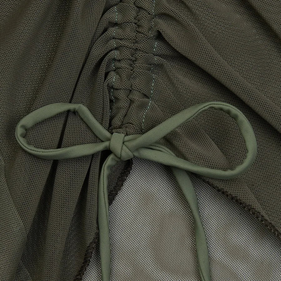 2025 Summer New Fashion Strap Mesh Women Split Swimsuit Simple Solid Color Female Bikini Four Piece Sets