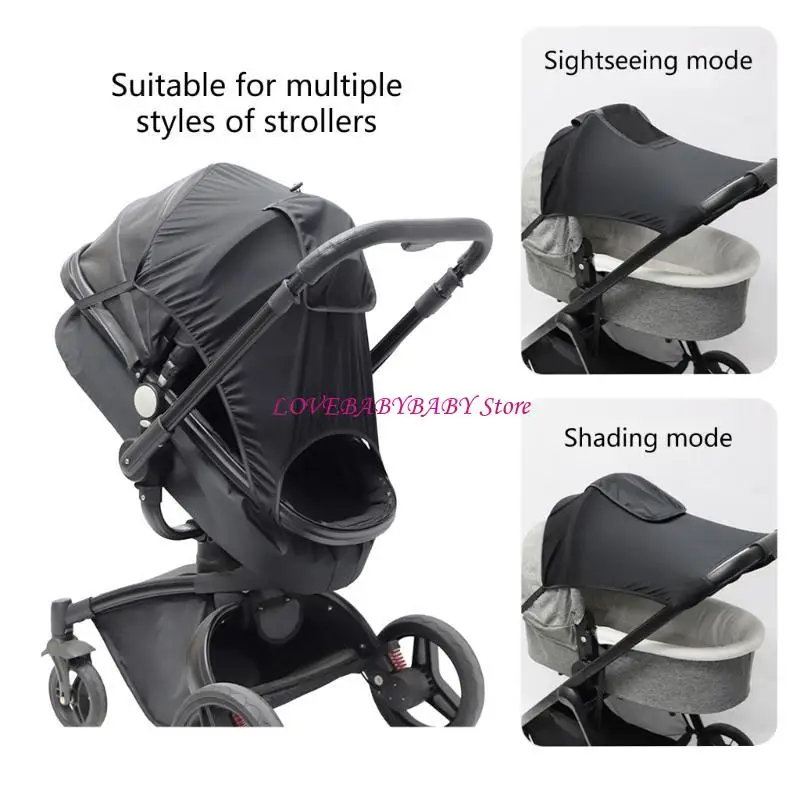 

Protective Sunshade Water Resistant Canopy Baby Carriage Sun Cover with Viewing Window Portable Case for Stroller Pram 4XBC