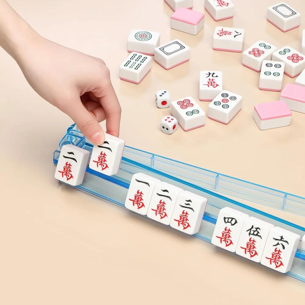 

Mahjong Racks with Pushers Acrylic 4PCS Set Majiang Tile Racks Mahjong Accessories and Gifts
