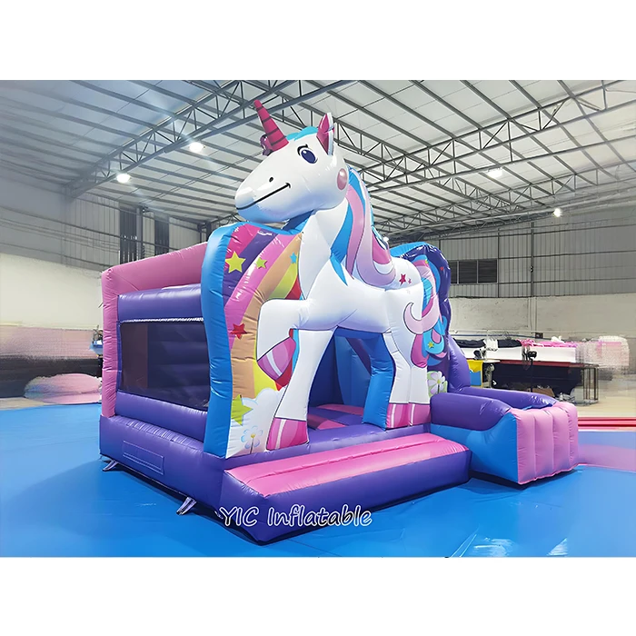 

Commercial Cute Unicorn Bouncer House Inflatable Bouncy Jumping Castle With Slide Combo With PVC Tarpaulin Materials