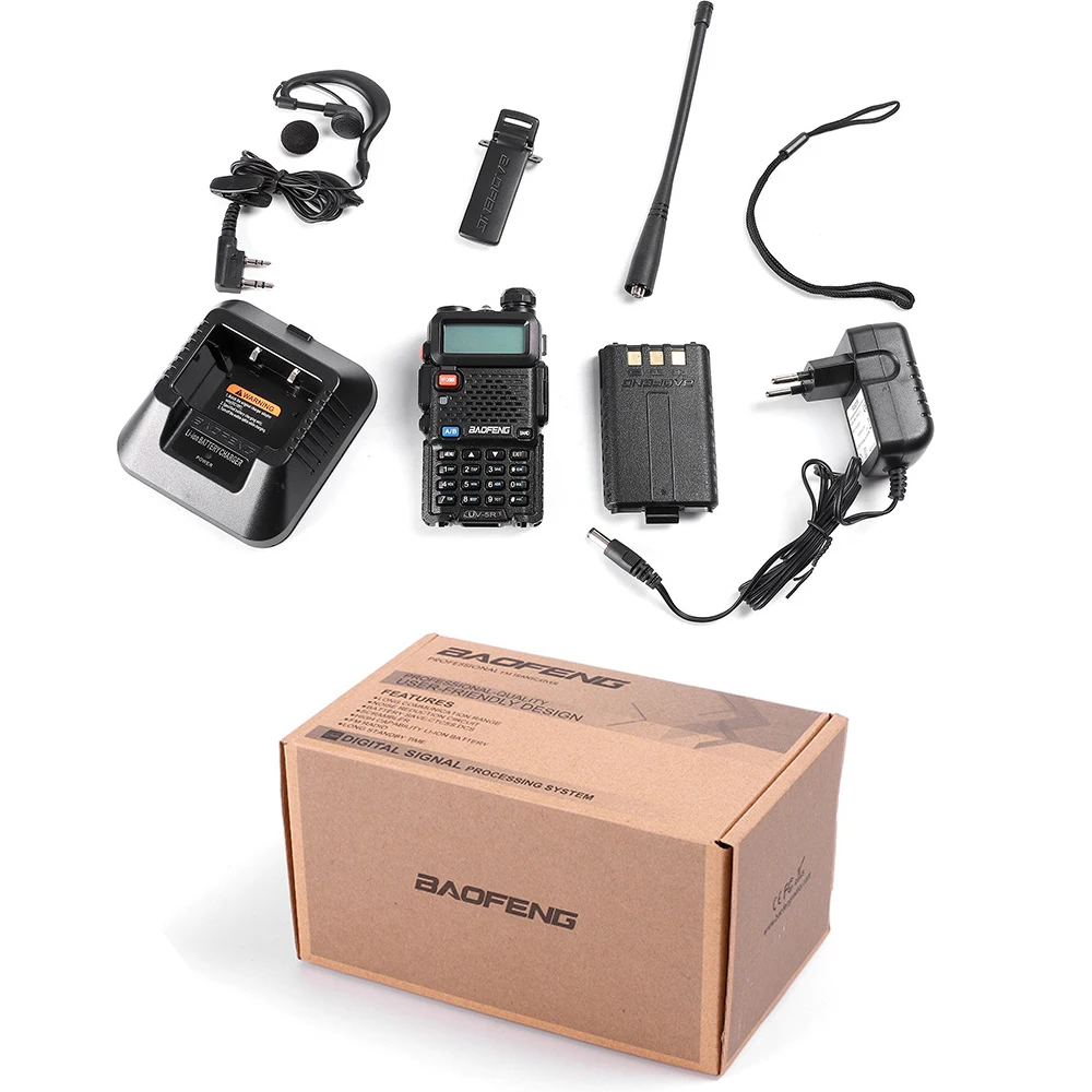 Baofeng-walkie-talkie UV-5R Original, Radio FM bidireccional, pantalla LED, alta potencia, 10 km, 5W, venta al por mayor de fábrica, 1 ud.