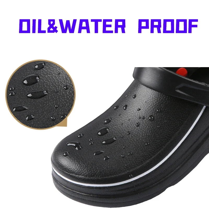 Unisex Work Chef Shoes Kitchen Waterproof Oil-proof Slippers Hotel Restaurant Non-slip Sandals Men Women Cook Safety Footwear