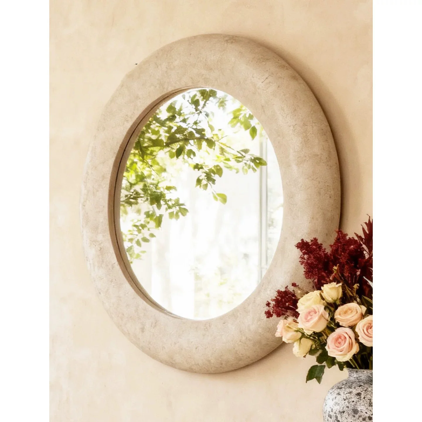 French Retro Style Hotel Lobby Art Decoration Dongshi Frame High-Definition Mirror Home Furnishings Bathroom Dressing Mirror