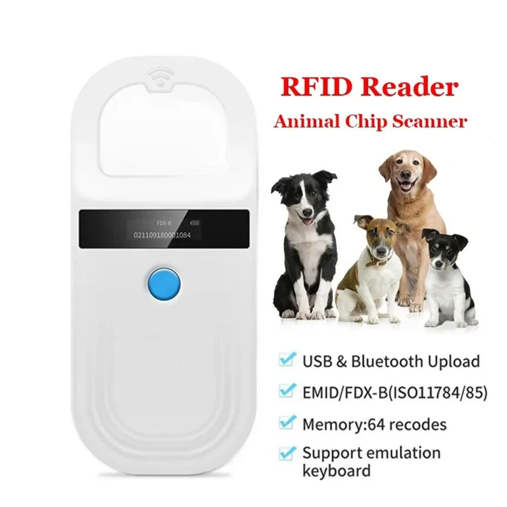 134.2Khz Frequency Animal RFID Reader FDX-B FDX-A USB Bluetooth Handheld Tag Reader Glass Tag Support Rechargeable Battery