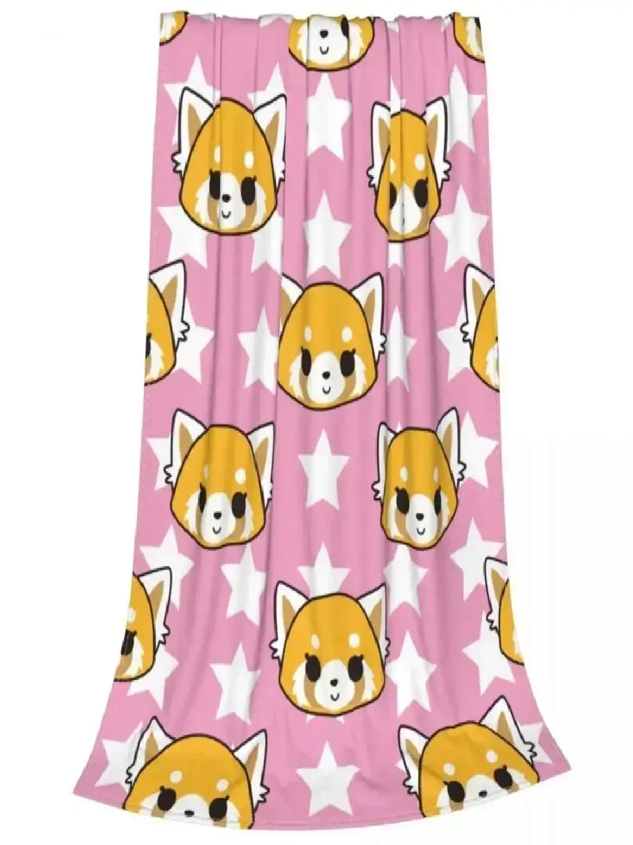 Anime Panda Aggretsuko Throw Blanket Flannel Summer Portable UltraSoft Bed Throws for Car Sofa and Everyday Use