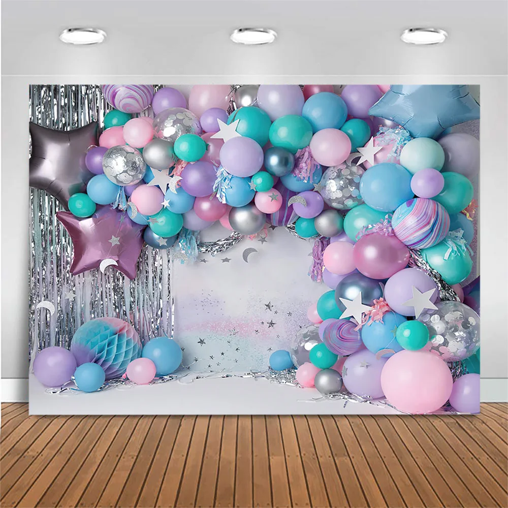 Фон для фотосъемки новорожденных детей в фотостудии с изображением конфет леденцов пончиков мороженого детского дня рождения