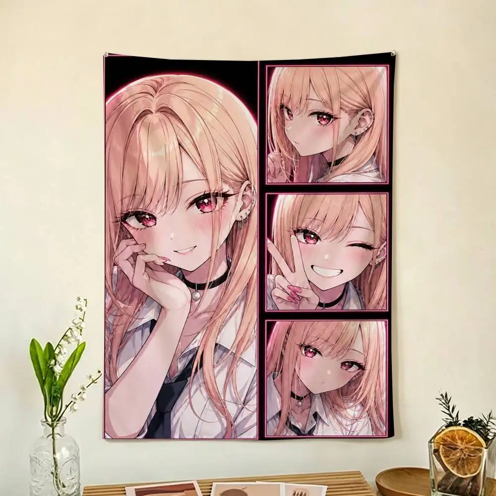 My D-Dress Up D-Darling M-Marin Kitagawa Flags Wall Hanging Background Art Banner for Bedroom Home Outdoor Decor