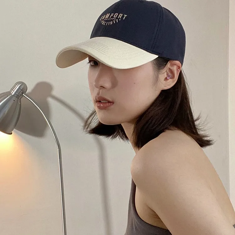 Hat color matching baseball cap women's American soft top sunshade face small cap summer sun protection sun hat men