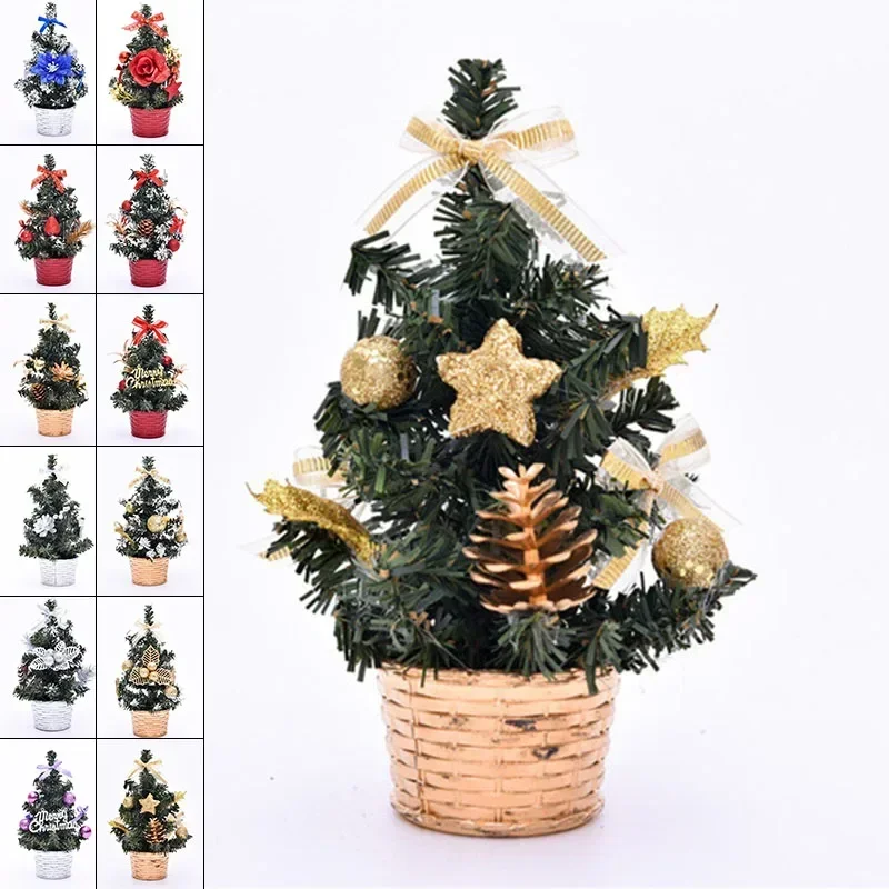 20cm Christmas Tree Home Bedroom Party Decorations Artificial Christmas Tree Children DIY Handicraft 2024 New Year Gifts