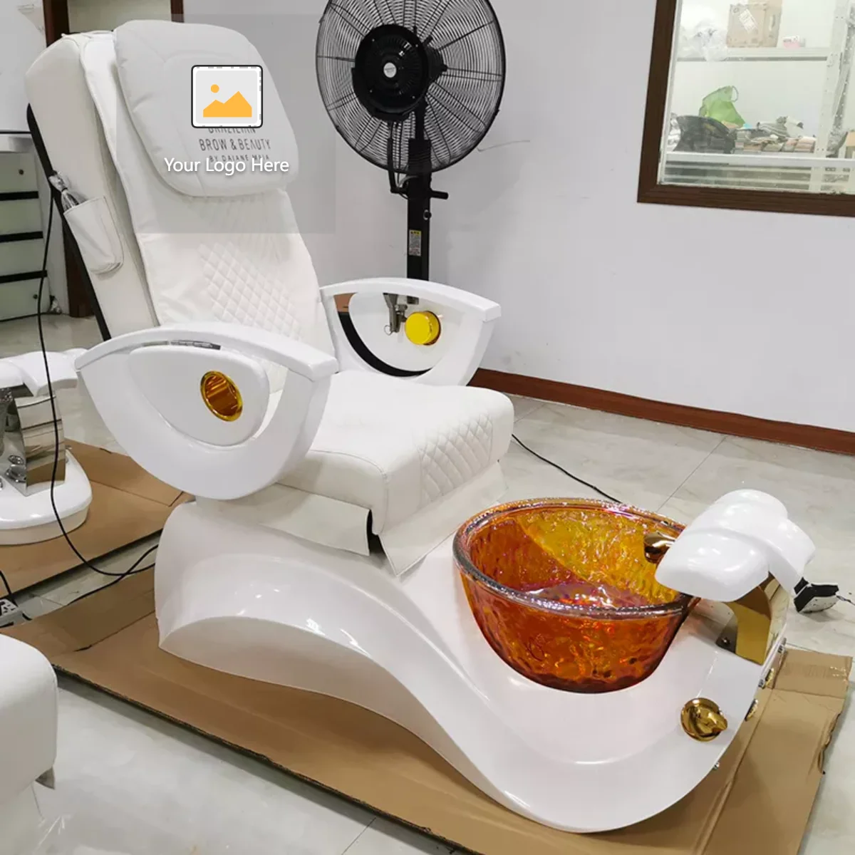 Luxury White And Gold Pedicure Manicure Chair No Plumbing Foot Spa Massage Pedicure Chair With Drainage Pump